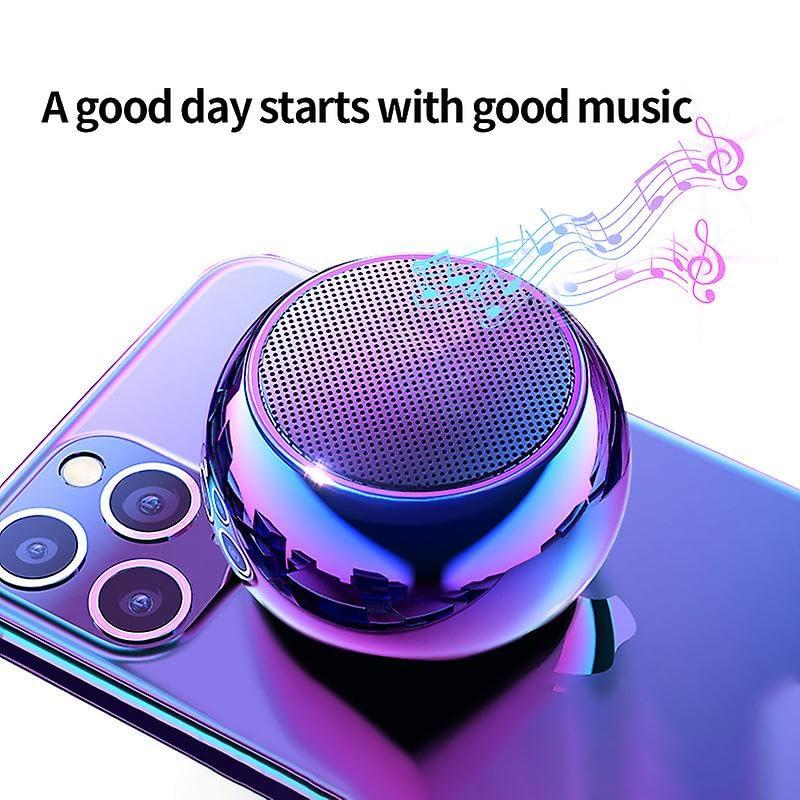 TWS Bluetooth Speaker with Heavy Metal Electroplating Round Speaker | Wireless Power Button Controlled, 2 Hours Running Battery Pack of 1 (Multicolor)