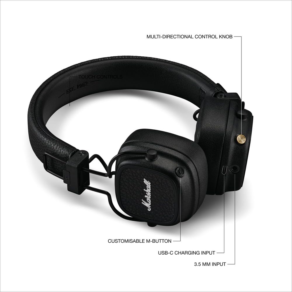 EVO Major IV Bluetooth Headphone with Mic (Upto 80 Hours Playback, On Ear)